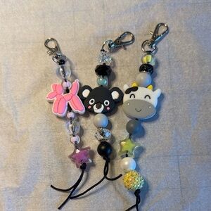 Cute Animal Charm Keychains - 3 Pc